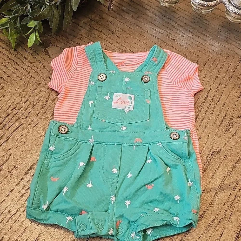 NWOT Carter's Teal Overall Set 3T